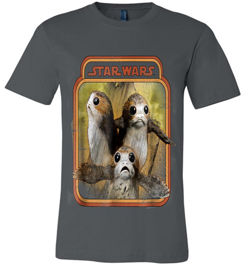 Star Wars Last Jedi Porg Triplets Retro Box Graphic Premium T-Shirt