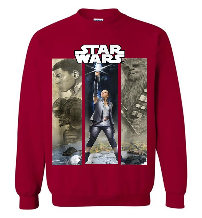 Inktee Store - Star Wars Last Jedi Rey Finn Poe Chewie Epic Panel Sweatshirt Image