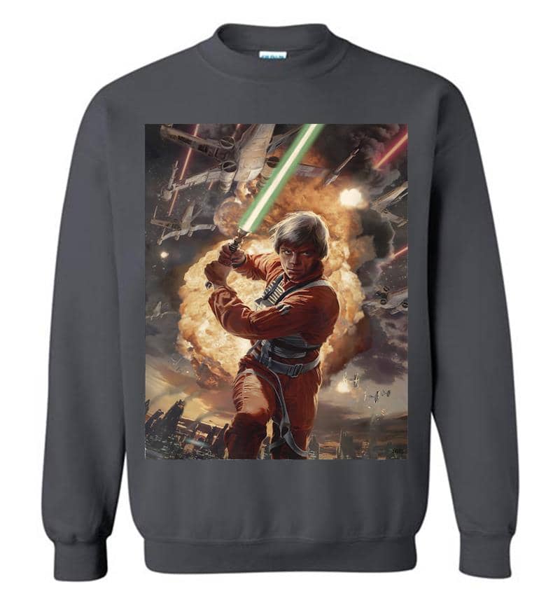 Inktee Store - Star Wars Luke Skywalker Charging Poster Graphic Sweatshirt Image
