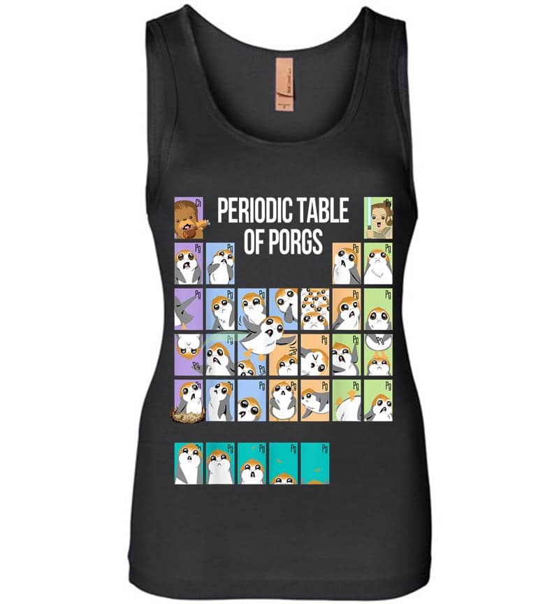 Star Wars Periodic Table Of Porgs Cute Group Shot Womens Jersey Tank Top