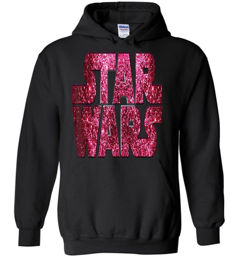 Star Wars Pink Logo Faux-Glitter Print Hoodies