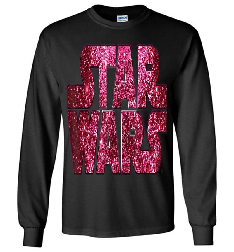 Star Wars Pink Logo Faux-Glitter Print Long Sleeve T-Shirt