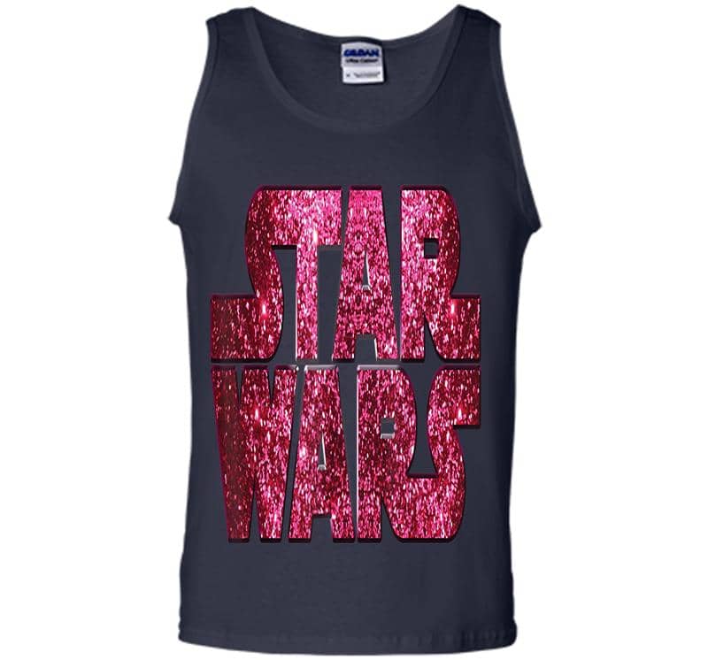Inktee Store - Star Wars Pink Logo Faux-Glitter Print Mens Tank Top Image