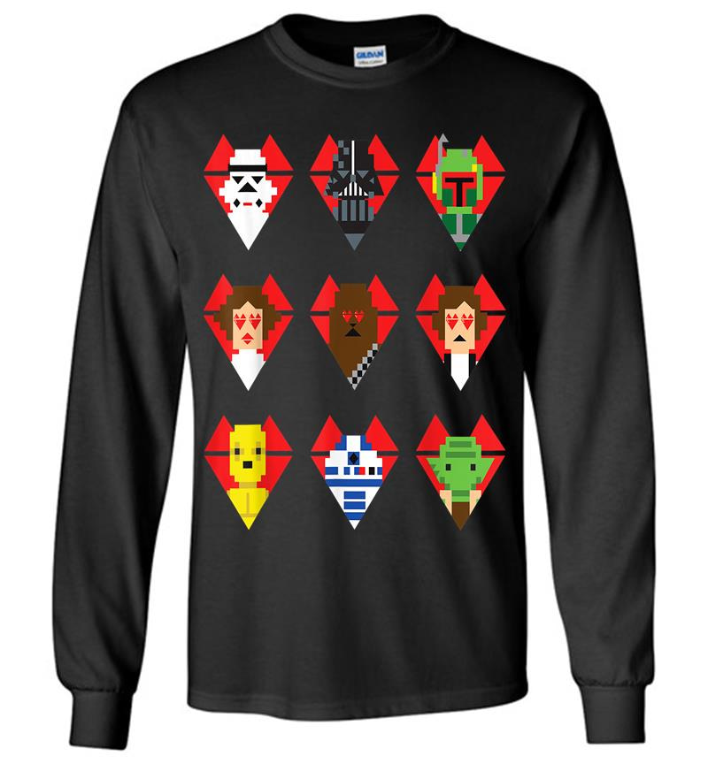 Star Wars Pixel Hearts Line-Up Valentine'S Graphic Long Sleeve T-Shirt