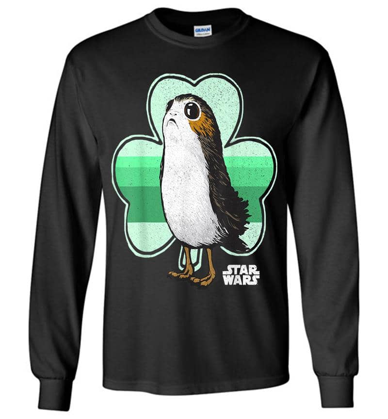 Star Wars Porg Clover Saint Patrick'S Day Graphic Long Sleeve T-Shirt