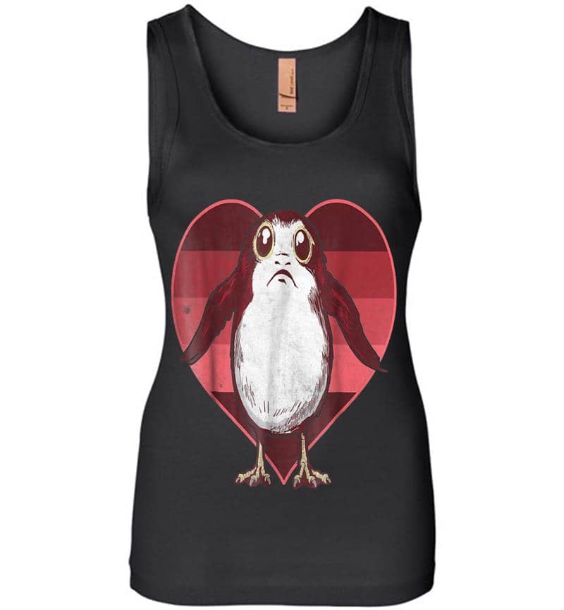 Star Wars Porg In Heart Red Pink Fade Valentine Womens Jersey Tank Top
