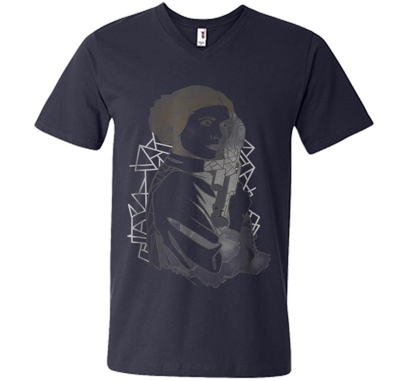 Inktee Store - Star Wars Princess Leia Geometric Line Drawing V-Neck T-Shirt Image