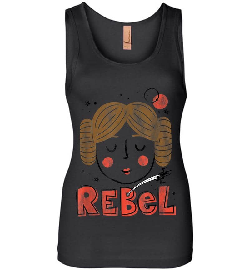 Star Wars Princess Leia Rebel Doodle Drawing Womens Jersey Tank Top