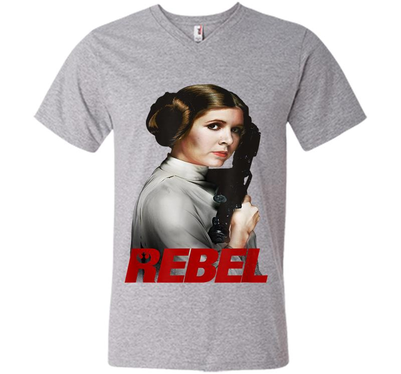 Inktee Store - Star Wars Princess Leia Rebel With A Cause Graphic V-Neck T-Shirt Image