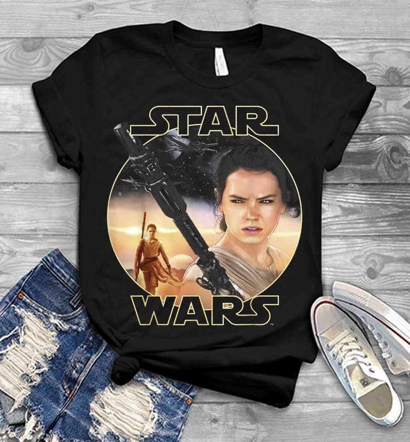 Star Wars Rey Close Up Mens T-Shirt