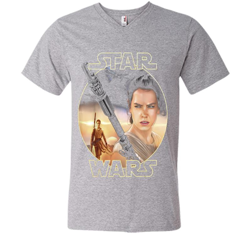 Inktee Store - Star Wars Rey Close Up V-Neck T-Shirt Image