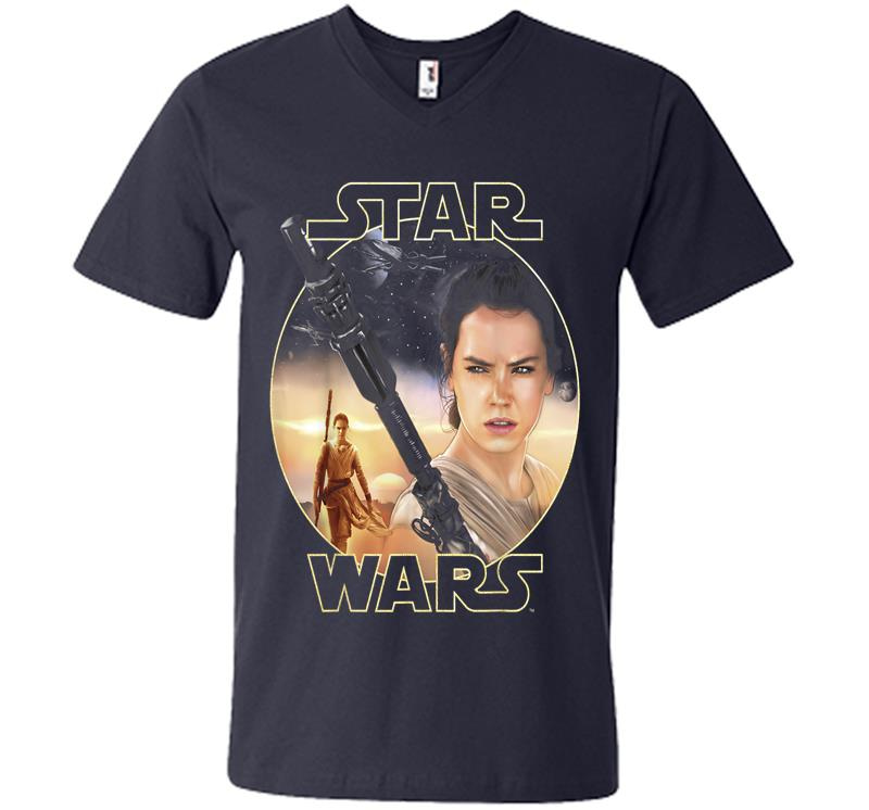 Inktee Store - Star Wars Rey Close Up V-Neck T-Shirt Image
