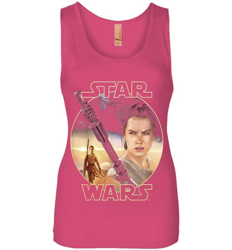 Inktee Store - Star Wars Rey Close Up Womens Jersey Tank Top Image