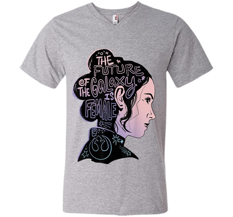 Inktee Store - Star Wars Rey The Future Of The Galaxy Is Female V-Neck T-Shirt Image