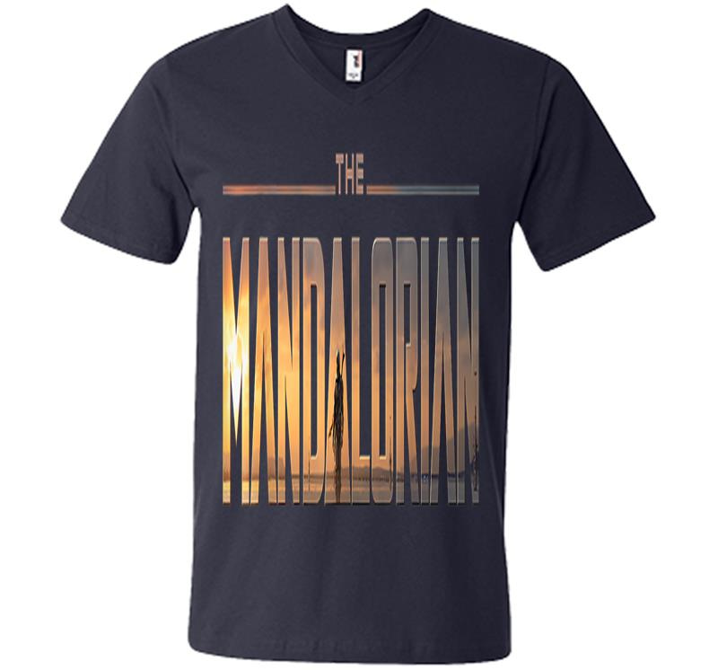 Inktee Store - Star Wars The Mandalorian Series Logo V-Neck T-Shirt Image