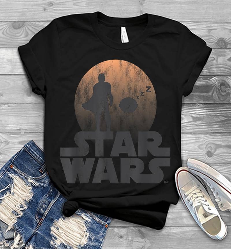Star Wars The Mandalorian Sleeping Child Silhouette Mens T-Shirt