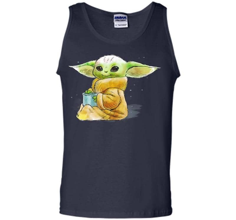 Inktee Store - Star Wars The Mandalorian The Child Drink Soup Illustration Men Tank Top Image