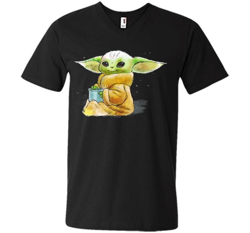 Star Wars The Mandalorian The Child Drink Soup Illustration V-Neck T-Shirt