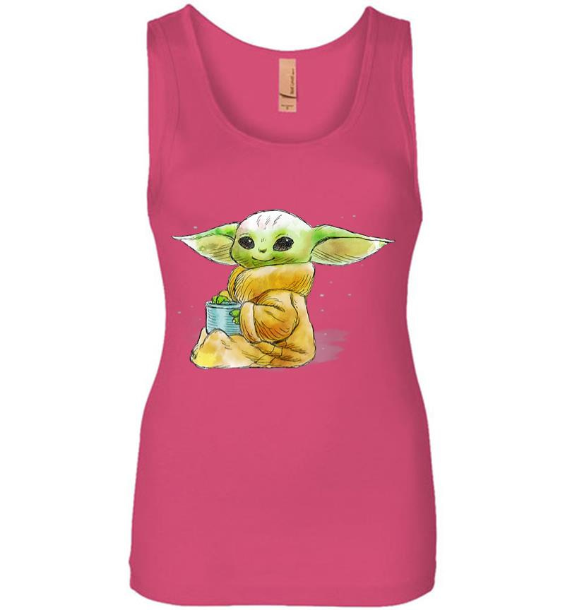 Inktee Store - Star Wars The Mandalorian The Child Drink Soup Illustration Women Jersey Tank Top Image