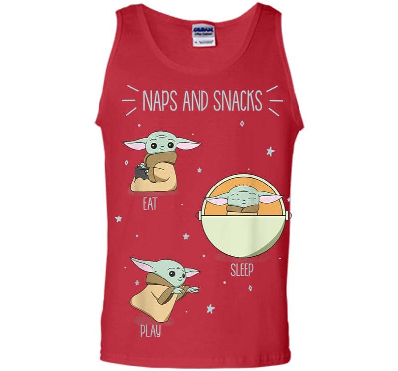 Inktee Store - Star Wars The Mandalorian The Child Naps And Snacks Doodles Men Tank Top Image