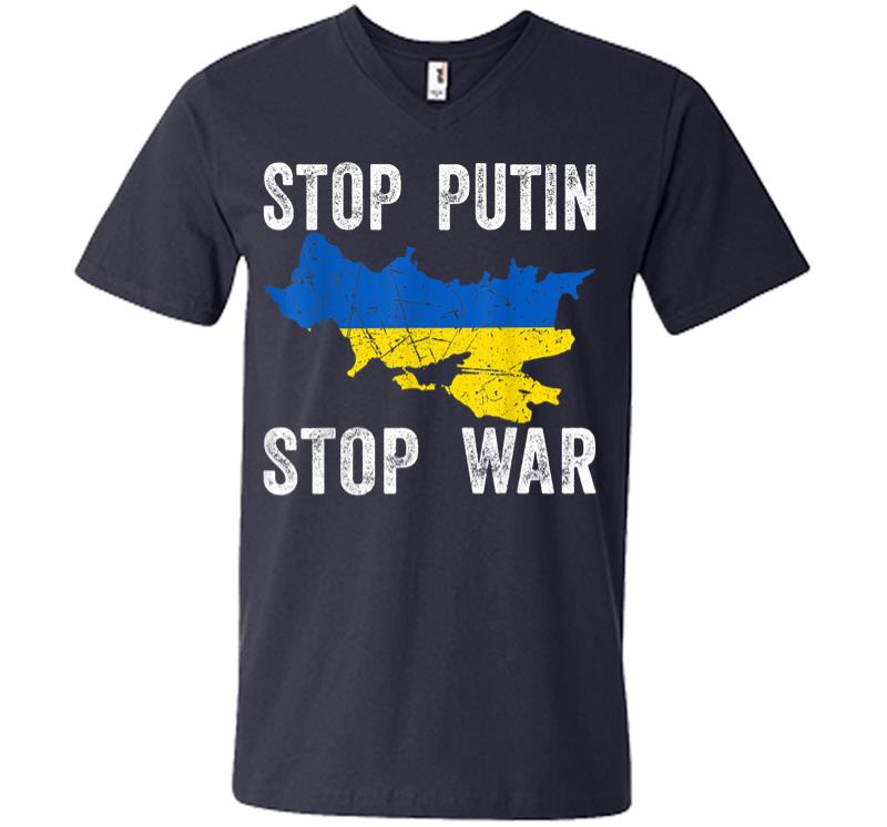 Inktee Store - Stop Killing Stop Russia Stop The War In Ukraine V-Neck T-Shirt Image