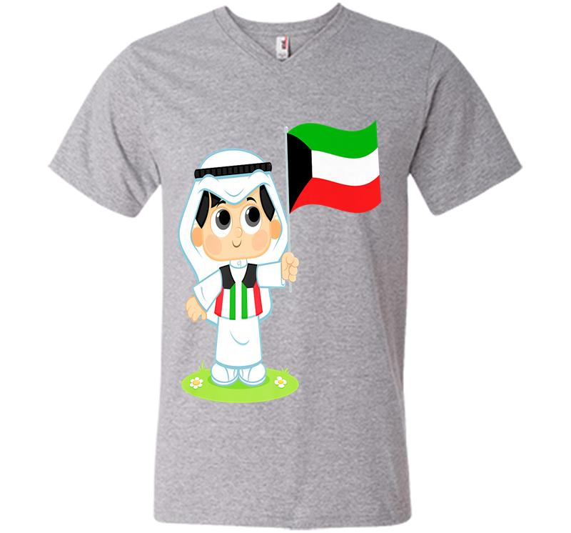 Inktee Store - Stylish Design With Kuwaiti Kid In Official Wear Premium V-Neck T-Shirt Image