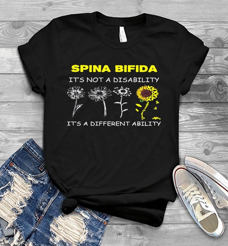Sunflower Spina Bifida It’s Not A Disability It’s A Different Ability Mens T-Shirt