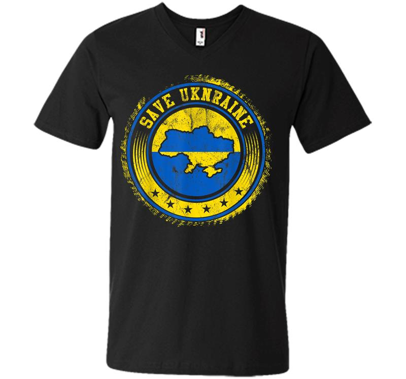 Support Ukraine Save Ukraine Ukrainian Flag V-Neck T-Shirt