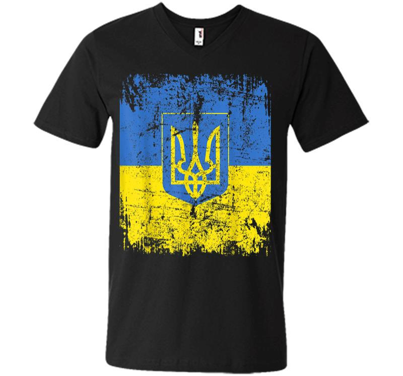 Ukraine Flag Vintage Men Women Kids Ukraine V-Neck T-Shirt
