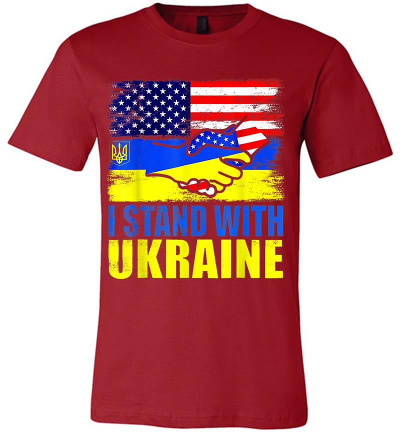 Inktee Store - Ukraine I Stand With Ukraine Ukrainian Flag Support Premium T-Shirt Image