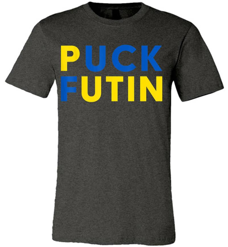 Inktee Store - Ukrainian Flag Puck Futin I Stand With Ukraine Premium T-Shirt Image