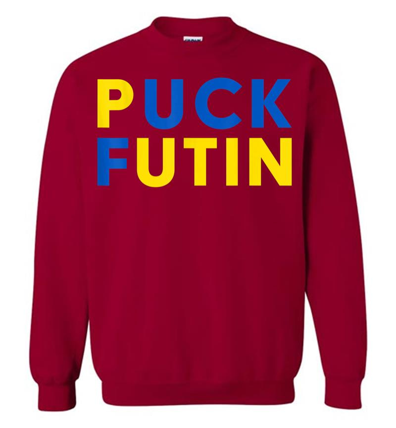 Inktee Store - Ukrainian Flag Puck Futin I Stand With Ukraine Sweatshirt Image