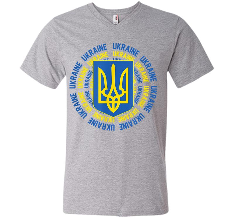 Inktee Store - Ukrainian Flag Vintage Heritage V-Neck T-Shirt Image