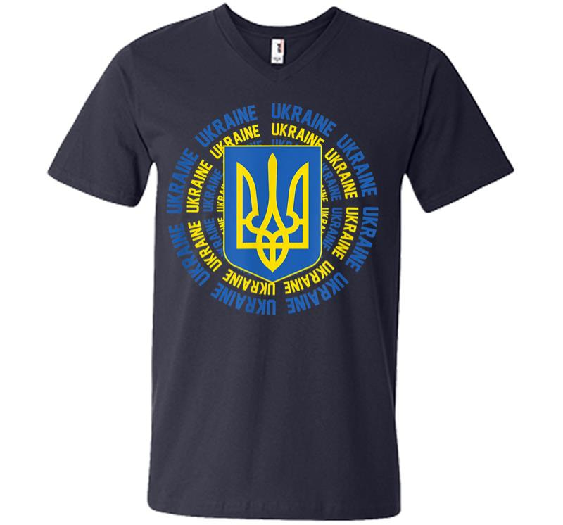 Inktee Store - Ukrainian Flag Vintage Heritage V-Neck T-Shirt Image