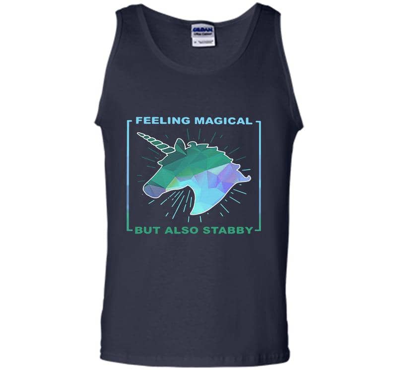 Inktee Store - Unicorn Feeling Magical But Also Stabby Mens Tank Top Image