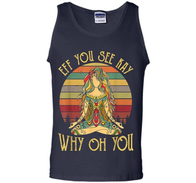 Inktee Store - Vintage Eff You See Kay Why Oh You Tattooed Skeleton Yoga Mens Tank Top Image