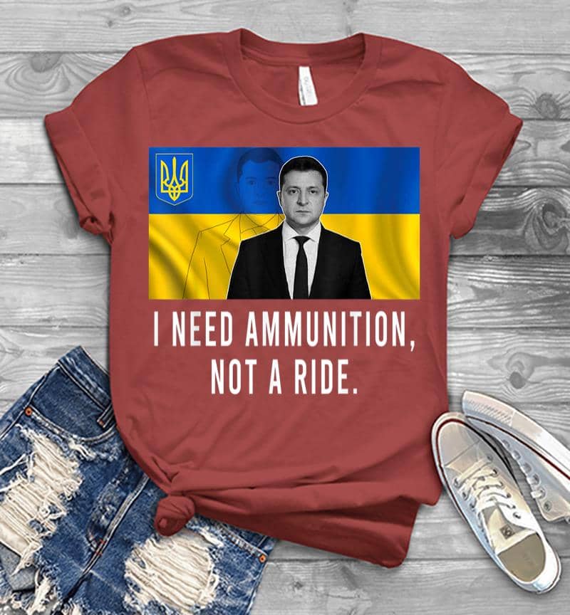 Inktee Store - Volodymyr Zelensky I Need Ammunition Not A Ride Ukraine Men T-Shirt Image