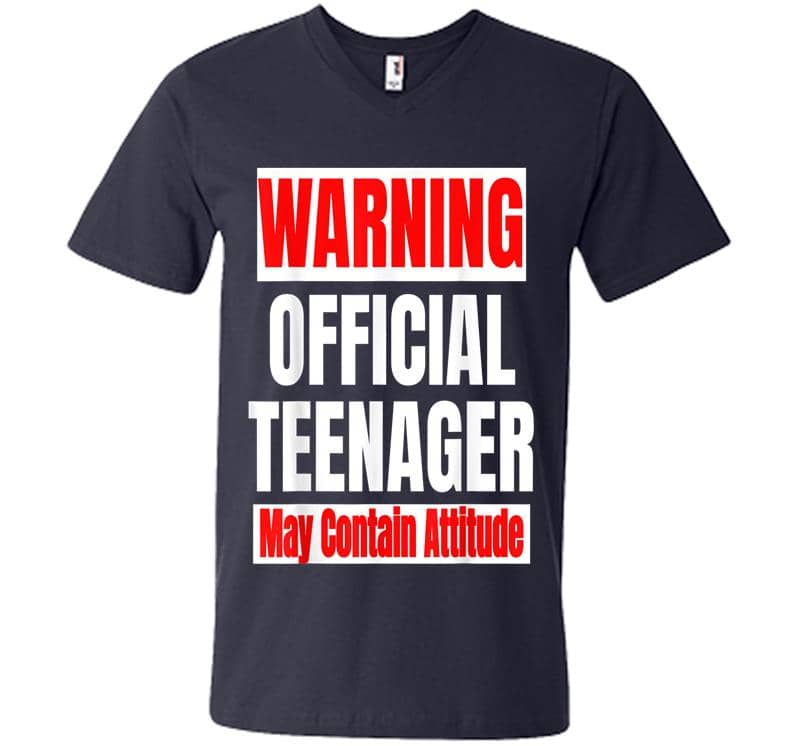 Inktee Store - Warning Official Nager 13 Year Old Girl Birthday V-Neck T-Shirt Image