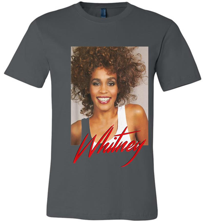 Whitney Houston Official Smile Photo Red Signature Premium T-Shirt