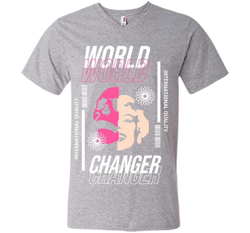 Inktee Store - World Changer V-Neck T-Shirt Image