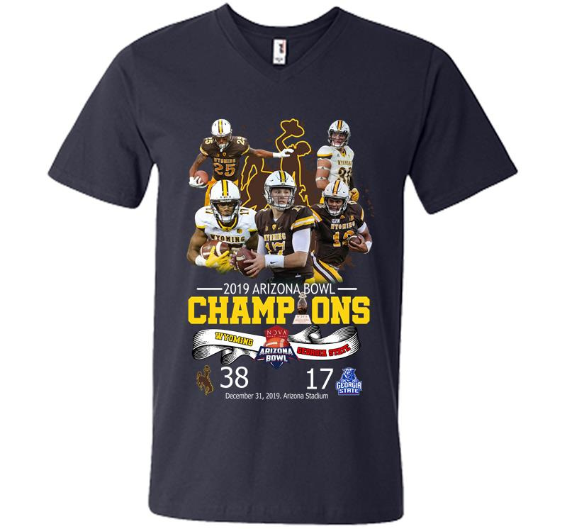 Inktee Store - Wyoming Cowboys Vs Georgia State Panthers Champions 2019 Arizona Bowl V-Neck T-Shirt Image