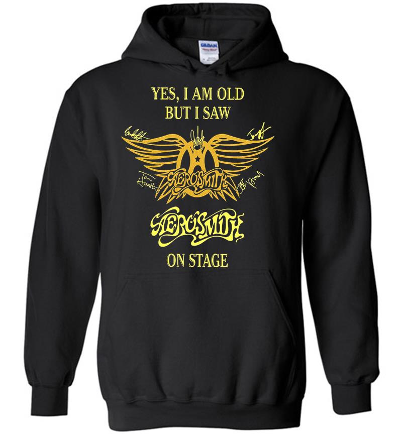 Yes I Am Old But I Saw Aerosmith Rock N Roll Band On Stage Hoodies