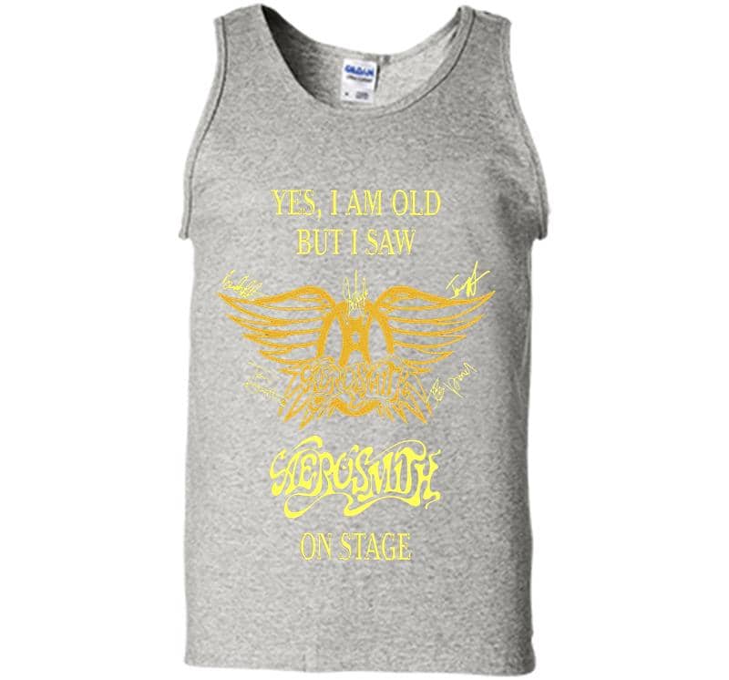 Yes I Am Old But I Saw Aerosmith Rock N Roll Band On Stage Mens Tank Top