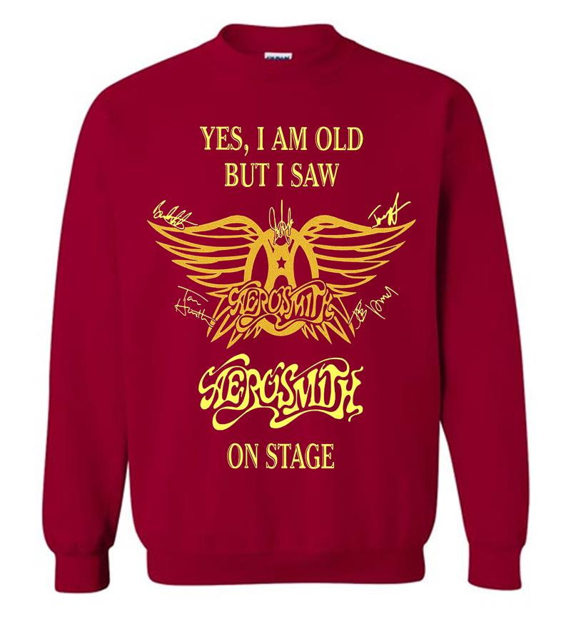 Inktee Store - Yes I Am Old But I Saw Aerosmith Rock N Roll Band On Stage Sweatshirt Image