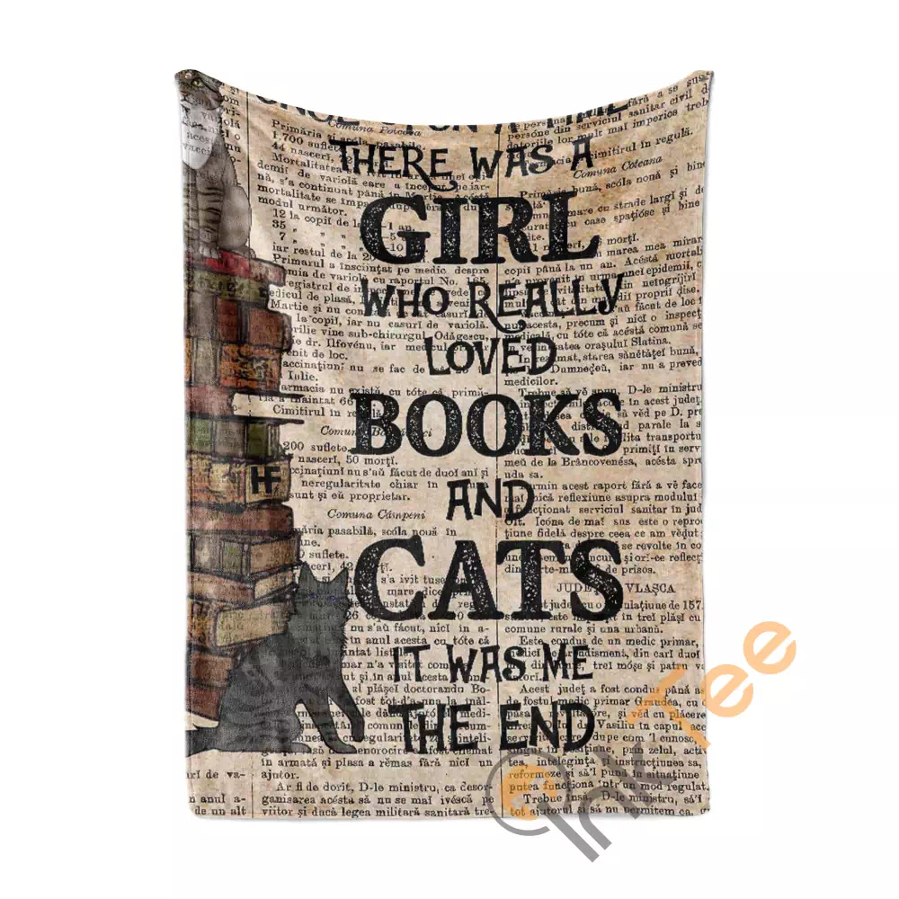 A Girl Loves Books And Cats N362 Fleece Blanket