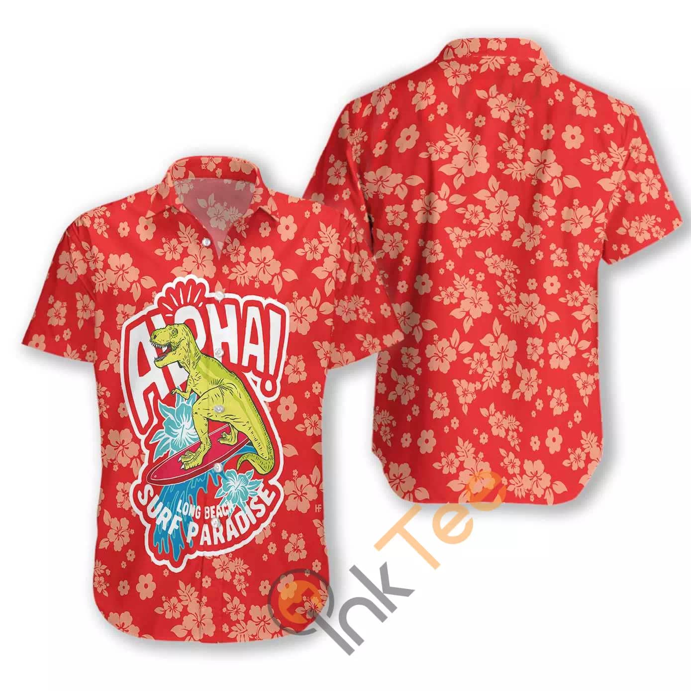 Aloha Surfing T-Rex Dinosaur N295 Hawaiian Shirts