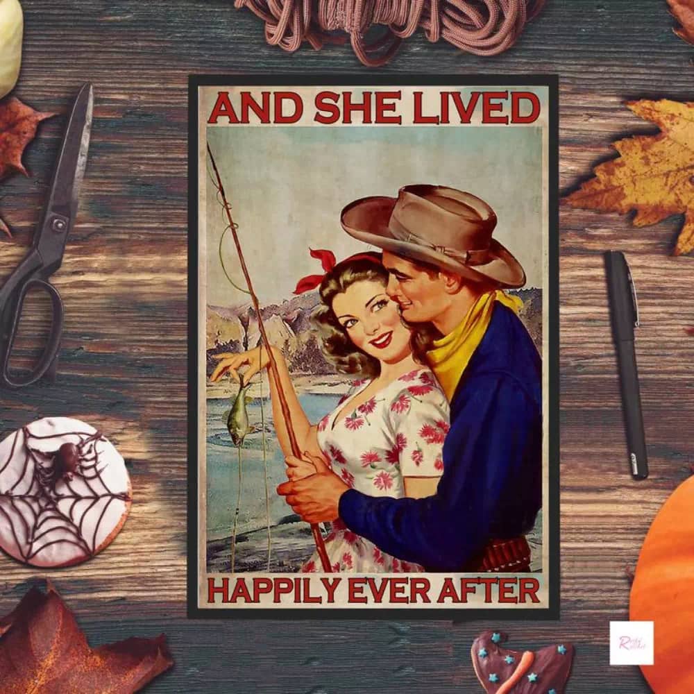 And She Lived Happily Ever After Vintage Best Gift Couple Printable Wall Poster