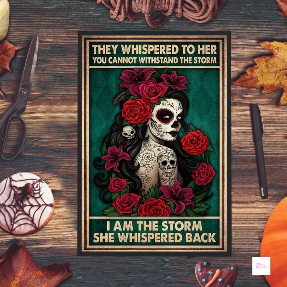 And She Lived Happily Ever After Wicked Witch Halloween Art Sugar Skull Day Of The Dead Poster