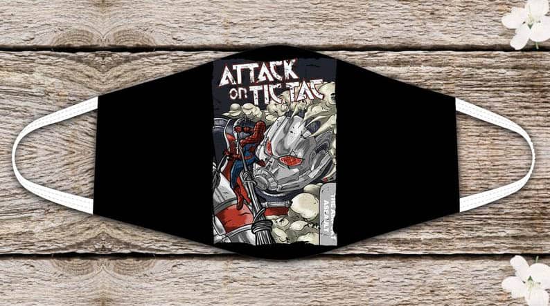 Attack On Tic Tac Titan Crossover Marvel Spider-man Ant Mashup No151 Face Mask