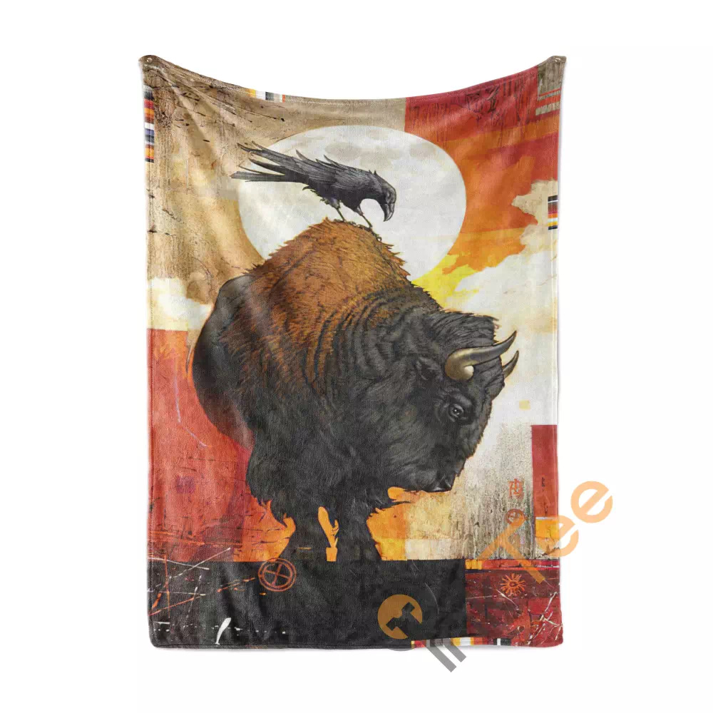Bison  Raven Native American Symbol Area Limited Edition Amazon Best Seller Sku 266750 Fleece Blanket